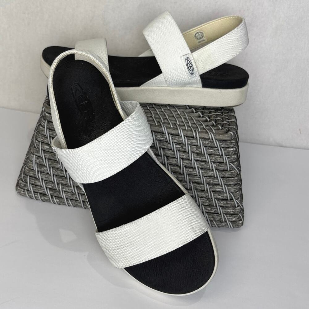 KEEN Elle Backstrap Casual Platform Open Toe Wedge White Sandals Women's Size 11